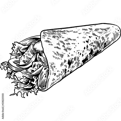 Hand drawn Burrito Sketch Illustration
