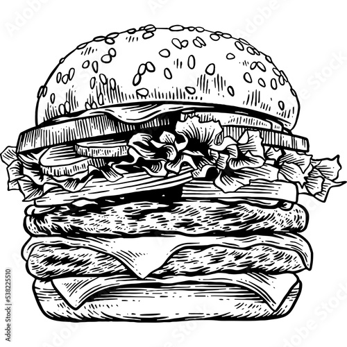 Hand drawn Hamburger Sketch Illustration
