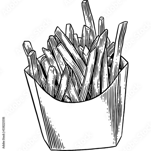 Hand drawn French Fries Sketch Illustration