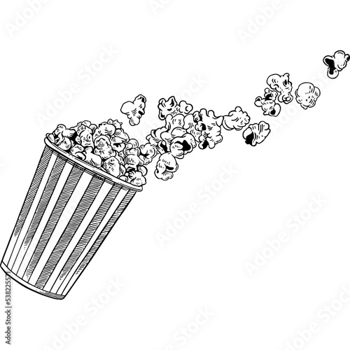 Hand drawn Flying Popcorn Sketch Illustration