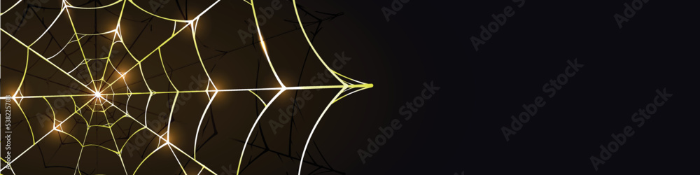 elegant gold spider web background banner with glitter light