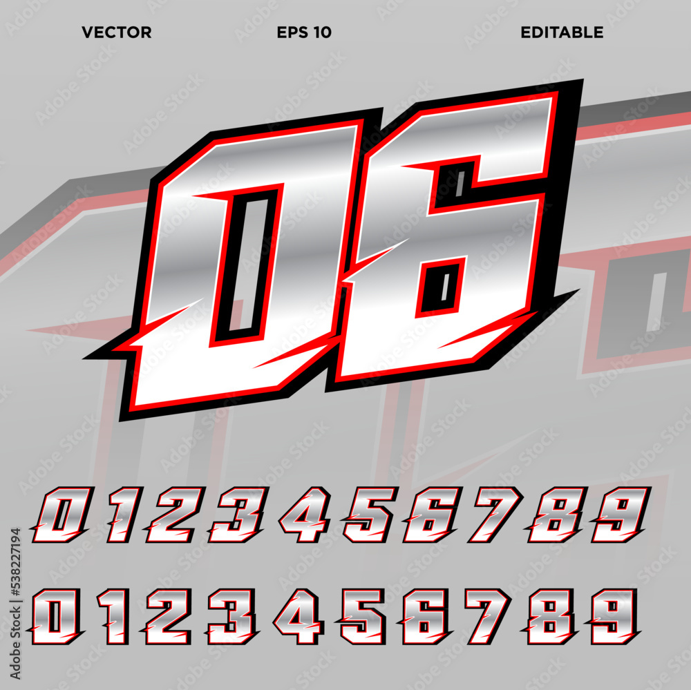 Racing number graphics Stock Vector | Adobe Stock