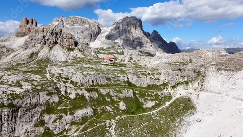 Aerial views of Tre Cime de Lavaredo in the Italian Alps