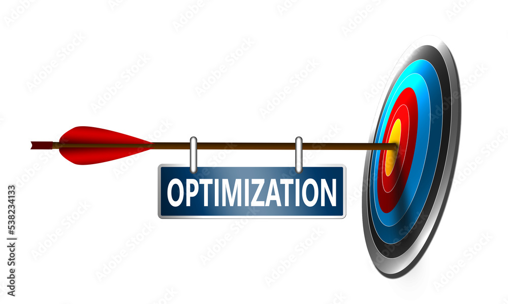 Optimization banner hang on arrow hit on bull eye Optimization banner hang on arrow hit on bull eye