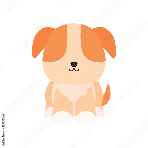 Cute Little Puppy Dog Sitting Pet Animal in Animated Cartoon Vector Illustration