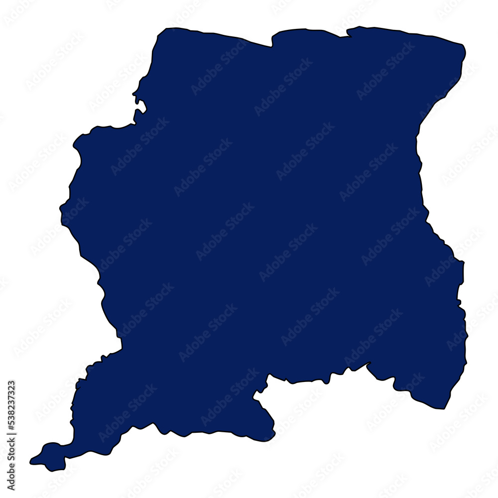 Map of Suriname - Navy Blue