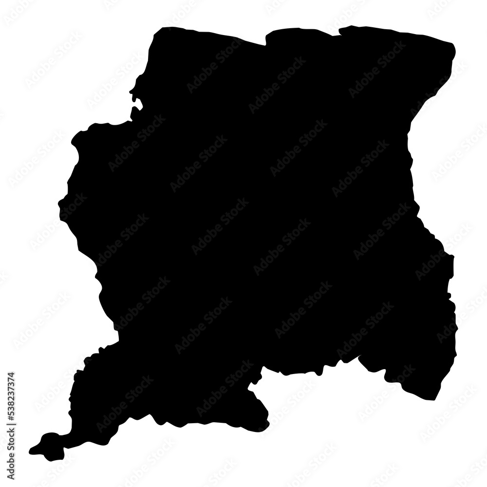 Map of Suriname - Black