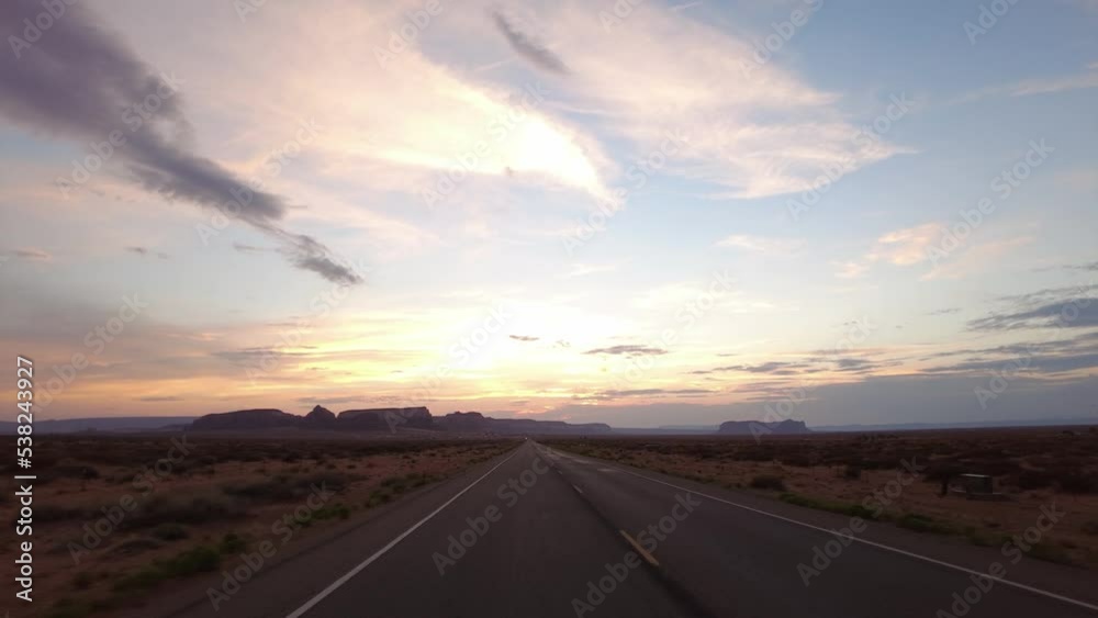 Driving Plate Monument Valley Rd Sunset Multicam Set 08 Rear View Arizona Utah Southwest USA Driving Plate Monument Valley Rd Sunset Multicam Set 08 Rear View Arizona Utah Southwest USA