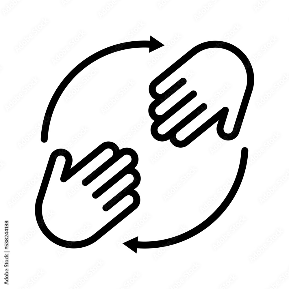 Icono de confianza, solidaridad, amistad, asociación, acuerdo comercial, equipo. Manos extendidas. Ilustración vectorial Icono de confianza, solidaridad, amistad, asociación, acuerdo comercial, equipo. Manos extendidas. Ilustración vectorial