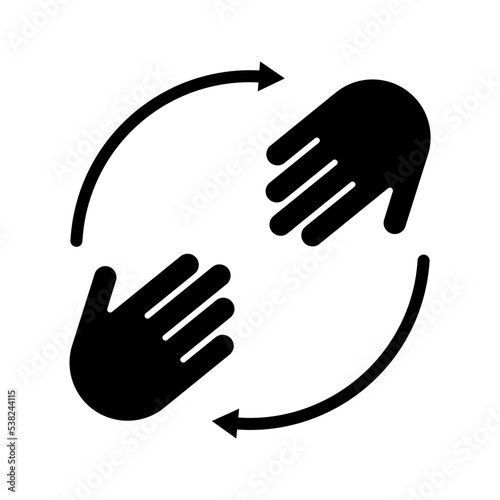 Icono de confianza, solidaridad, amistad, asociación, acuerdo comercial. Manos extendidas. Ilustración vectorial