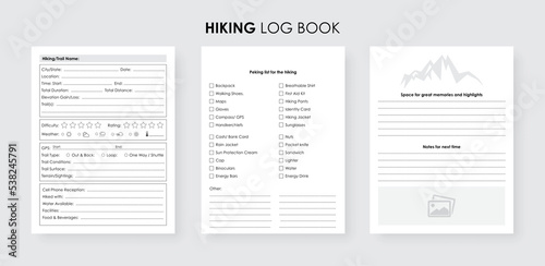 Hiking log book trekking journal, Tour and Travel checklist tracker notebook