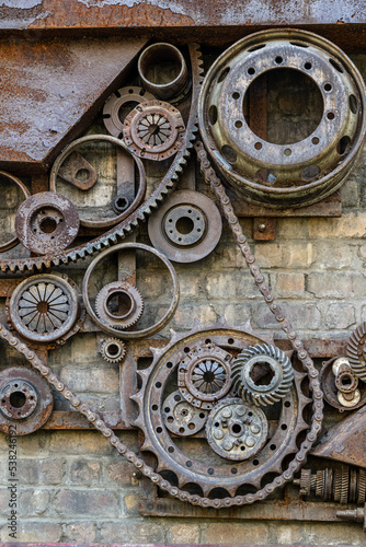 old rusty gear wheels, heavy industry
