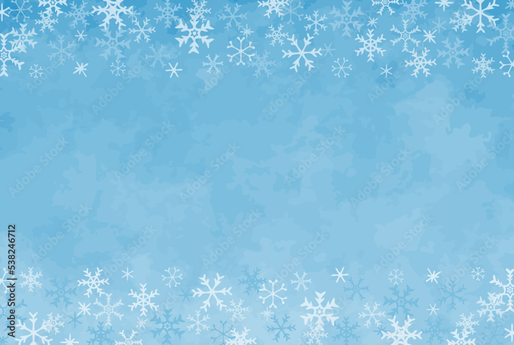 優しい青色の雪の結晶の背景イラスト