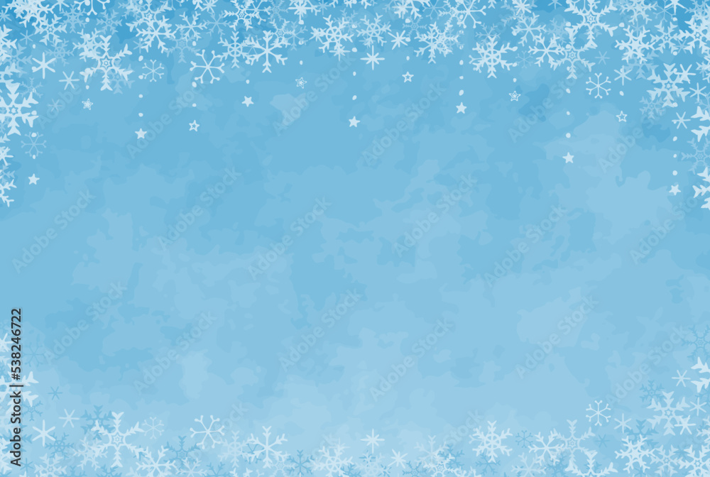 綺麗な手描きの雪の結晶の背景イラスト