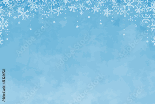 綺麗な青色の雪の結晶の背景イラスト