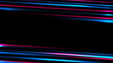 Abstract blue and red neon lighting speed blurred motion effect on black background