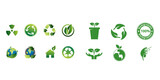 set of green ecology icons vector