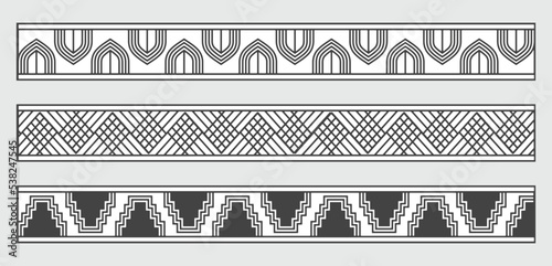 ethnic ribbon tribal pattern seamless set