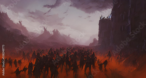 Illustration Old Military Battle, Hell, Apocalypse 