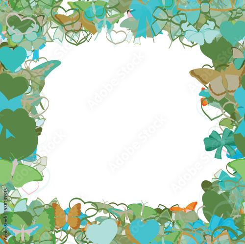Background pattern abstract seamless design texture. Border frame, transparent background. Theme is about colorful, adornment, silhouette, nature, vector, ribbons, romance, decoration, dressing