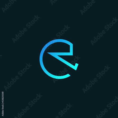 Simple and Futuristic Letter R Logo Design with Circle Shape in Blue Gradient. Suitable for Business or Technology Logo © Resdika