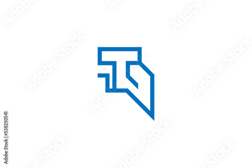 Abstract and Minimal Letter T Logo Design with Blue Line Style. Letter T Logo Design with Minimal Concept. Suitable for Business or Technology Logo