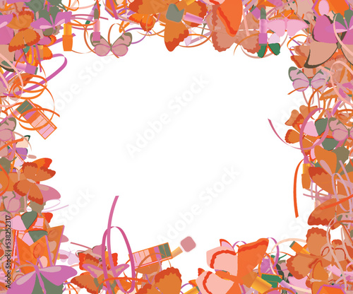 Background pattern abstract seamless design texture. Border frame, transparent background. Theme is about woven, spring, wavy, graphic, beautiful, toiletry, beauty, Pipevine, art, pomatum
