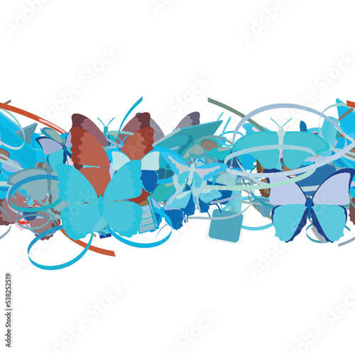 Background pattern abstract seamless design texture. Horizontal stripe. Border frame, transparent background. Theme is about ointment, powder, irregular, Red Admiral, nature, maquillage