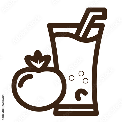 beverage drink fruit glass juice tomato vegetable outline icon