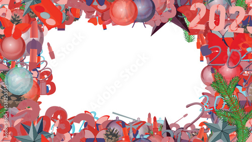 Background pattern abstract seamless design texture. Border frame, transparent background. Theme is about christmas, glass bowl, santa, xmas, new year, art, cosmetics, season, beauty, delicate