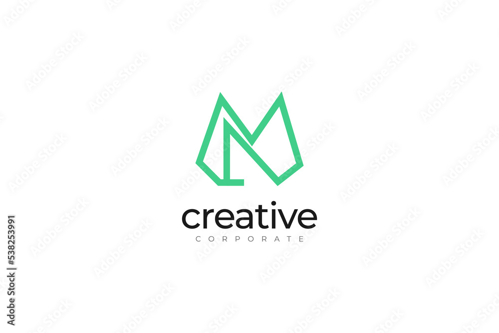 Abstract Initial Letter M and N Logo Design. MN or NM Initial Logo with Green Line Concept. Suitable for Business or Technology Logo Abstract Initial Letter M and N Logo Design. MN or NM Initial Logo with Green Line Concept. Suitable for Business or Technology Logo