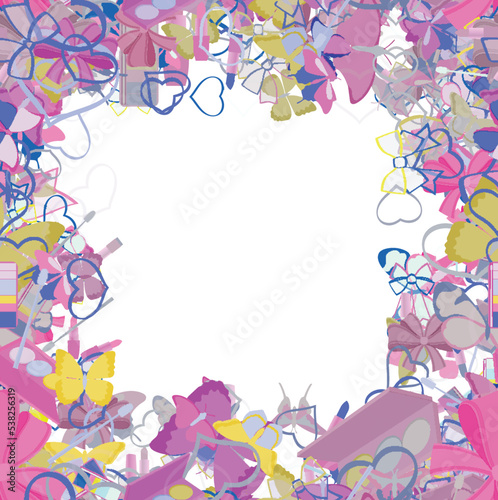 Background pattern abstract seamless design texture. Border frame, transparent background. Theme is about graphic, design, beauty, ribbons, adornment, toiletry, decoration, delicate, nail polish