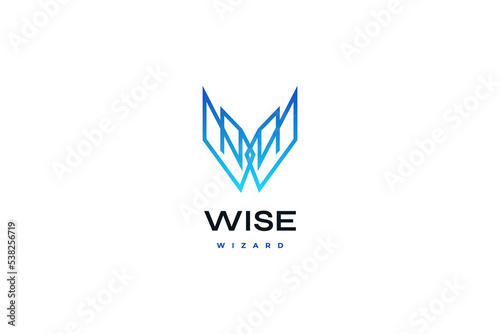 Initial M and W Logo Design with Modern and Futuristic Concept. MW or WM Letter Logo in Blue Gradient Style. Suitable for Business or Technology Logo