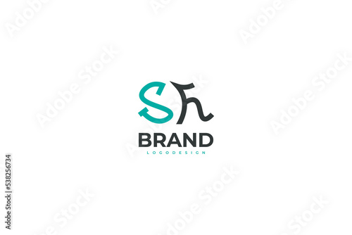 Simple and Minimal Letter S and H Logo Design. SH Logo Design with Line Style. Suitable for Business or Technology Logo