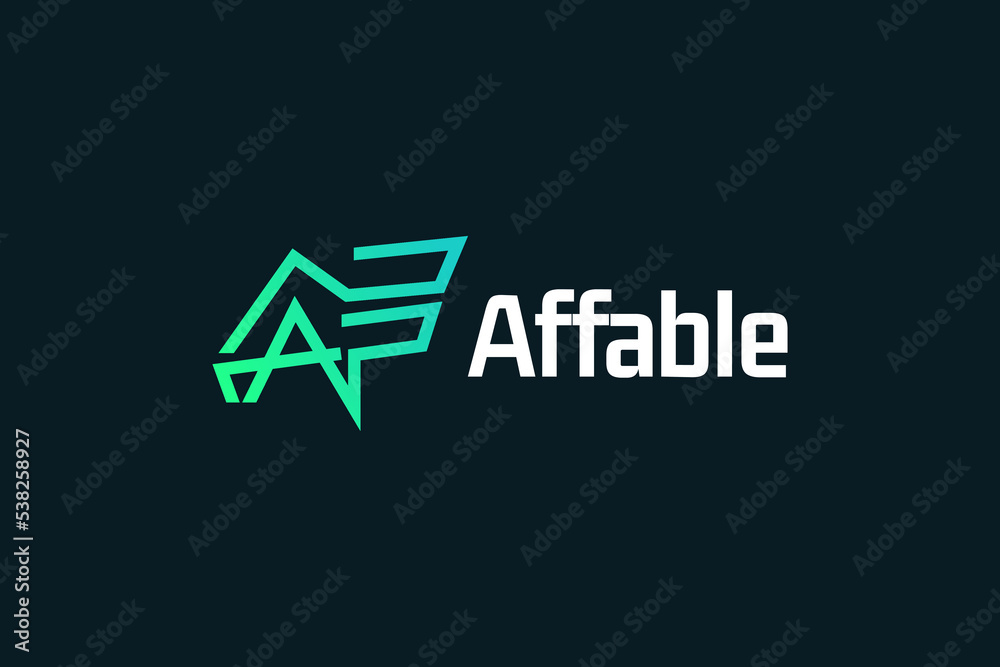 Abstract and Modern Letter A and F Logo Design. AF Logo with Line Style in Green Gradient. Suitable for Business or Technology Logo Abstract and Modern Letter A and F Logo Design. AF Logo with Line Style in Green Gradient. Suitable for Business or Technology Logo