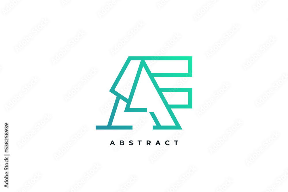 Initial A and F Logo Design with Abstract and Minimalist Concept. AF Logo with Line Style in Green Gradient. Suitable for Business or Technology Logo