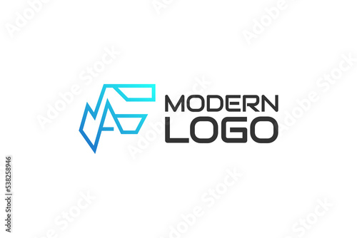 Initial A and F Logo Design with Abstract and Minimalist Concept. AF Logo with Line Style in Blue Gradient. Suitable for Business or Technology Logo