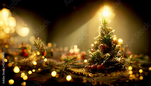 Merry Christmas and New Year holidays background. Blurred bokeh background