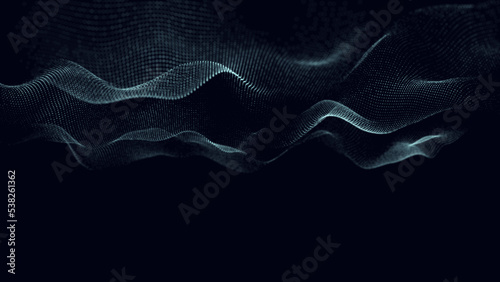 Abstract colorful digital particles wave background, dynamic futuristic flowing particles background, abstract dynamic mesh, Data visualization, cyberspace Big data technology, 3d rendering