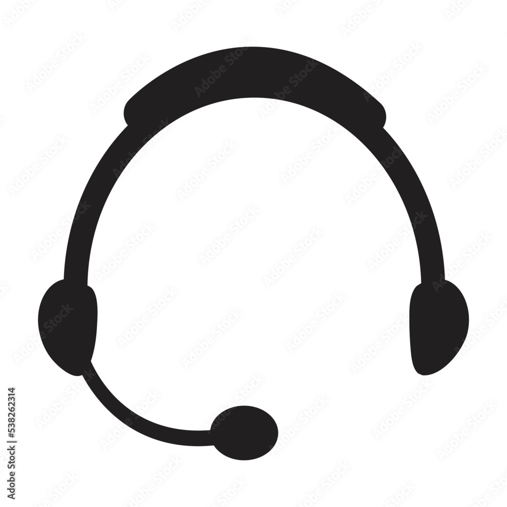 Customer service or customer support headset or headphones flat vector icon Customer service or customer support headset or headphones flat vector icon