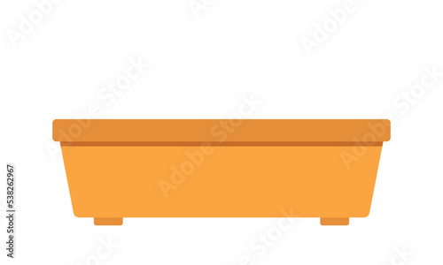 Rectangular plant pot flat icon for web. Simple rectangle garden planting flower pot vector design. Empty rectangular plant pot web icon isolated on white. Flower pot clipart logo. Garden concept