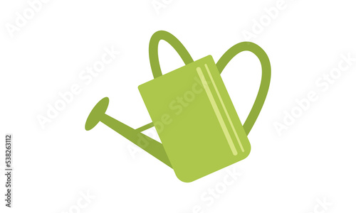 Green watering can flat icon for web. Simple plastic watering can sign vector design. Minimalist watering can web icon isolated on white background. Watering pot clipart logo. Garden concept symbol