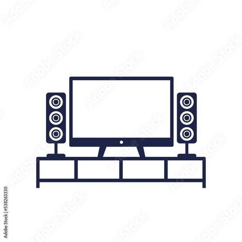 tv and audio system on the stand, vector