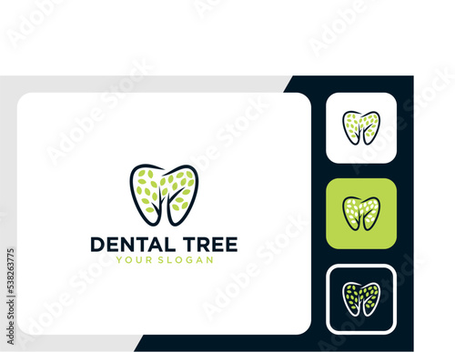 dental logo design with tree or oak tree