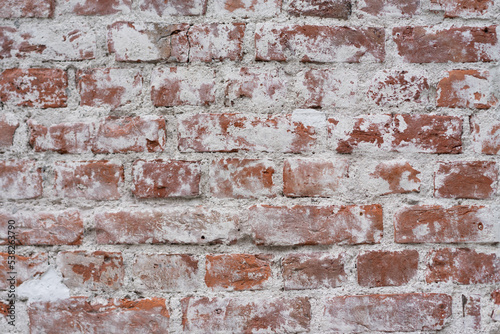 Empty brick red wall. background of a old brick house.
