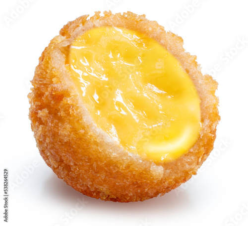 Crispy Cheese ball isolated on white background, Cheese ball or cheesy puffs on white With clipping path.
