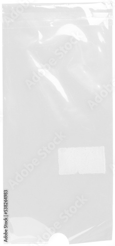 Fotografi plastic transparent cellophane bag on white background