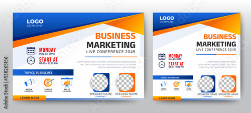 Business conference live webinar banner invitation and social media post template. Business webinar invitation design. Online webinar. Vector EPS 10