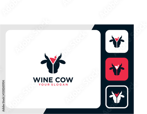 wine logo design with cow's head