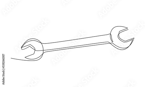 Continuous line drawing of wrench. Wrench linear icon